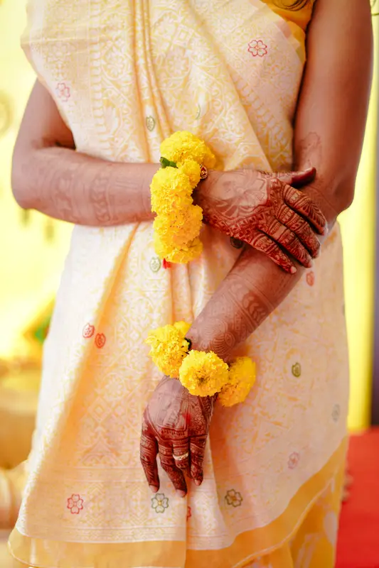 Priya and Utkarsh under a floral mandap